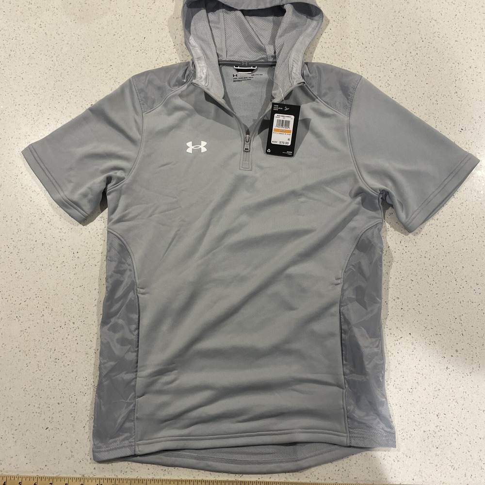 Under Armour Men's UA Command Short Sleeve Hoodie in Mod Gray/White Size S NWT